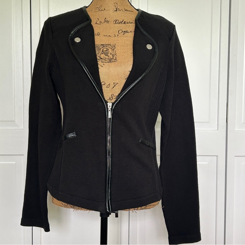 White House Black Market Textured Black knit Jacket